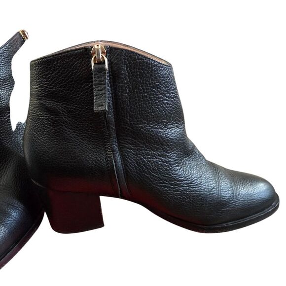 Furla Made In Italy Black Leather Ankle Boots Booties Size 37.5 - Picture 5 of 14